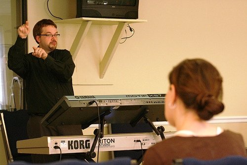 Teaching a worship workshop, 2008