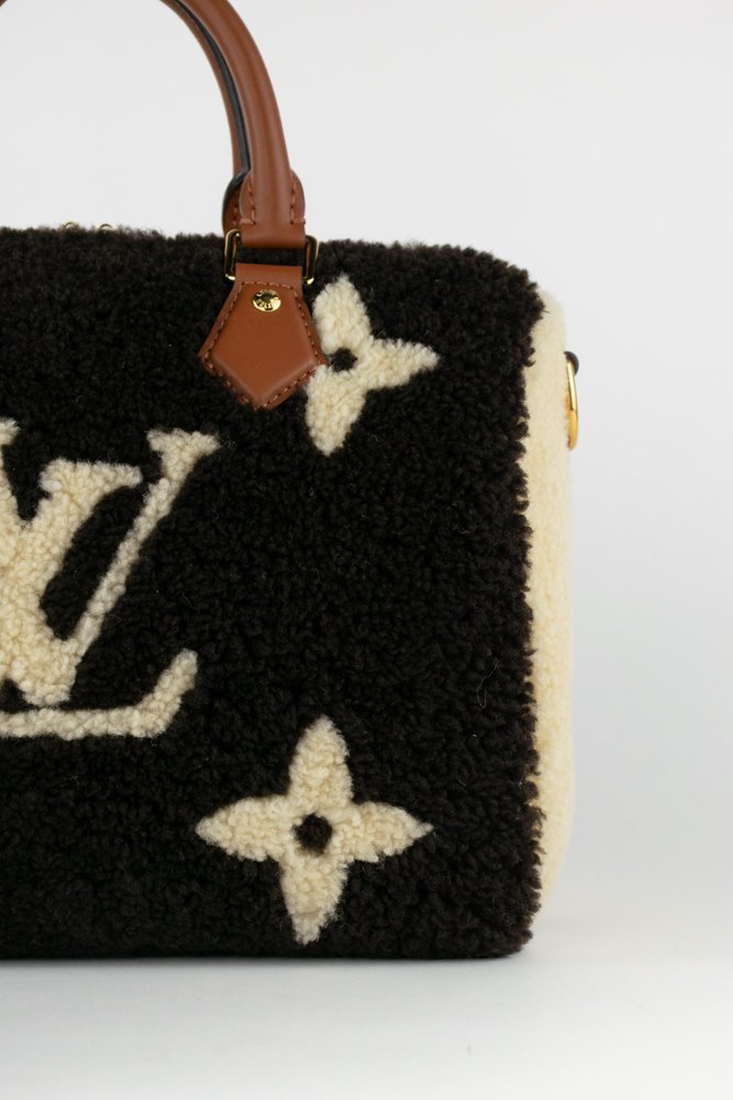 Louis Vuitton Brown And White Monogram Shearling Teddy Speedy Bandoulière  25 Gold Hardware, 2019 Available For Immediate Sale At Sotheby's