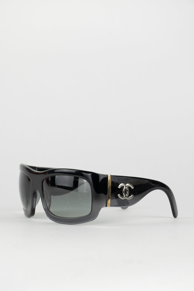 Chanel Black Interlocking CC Logo Square Sunglasses