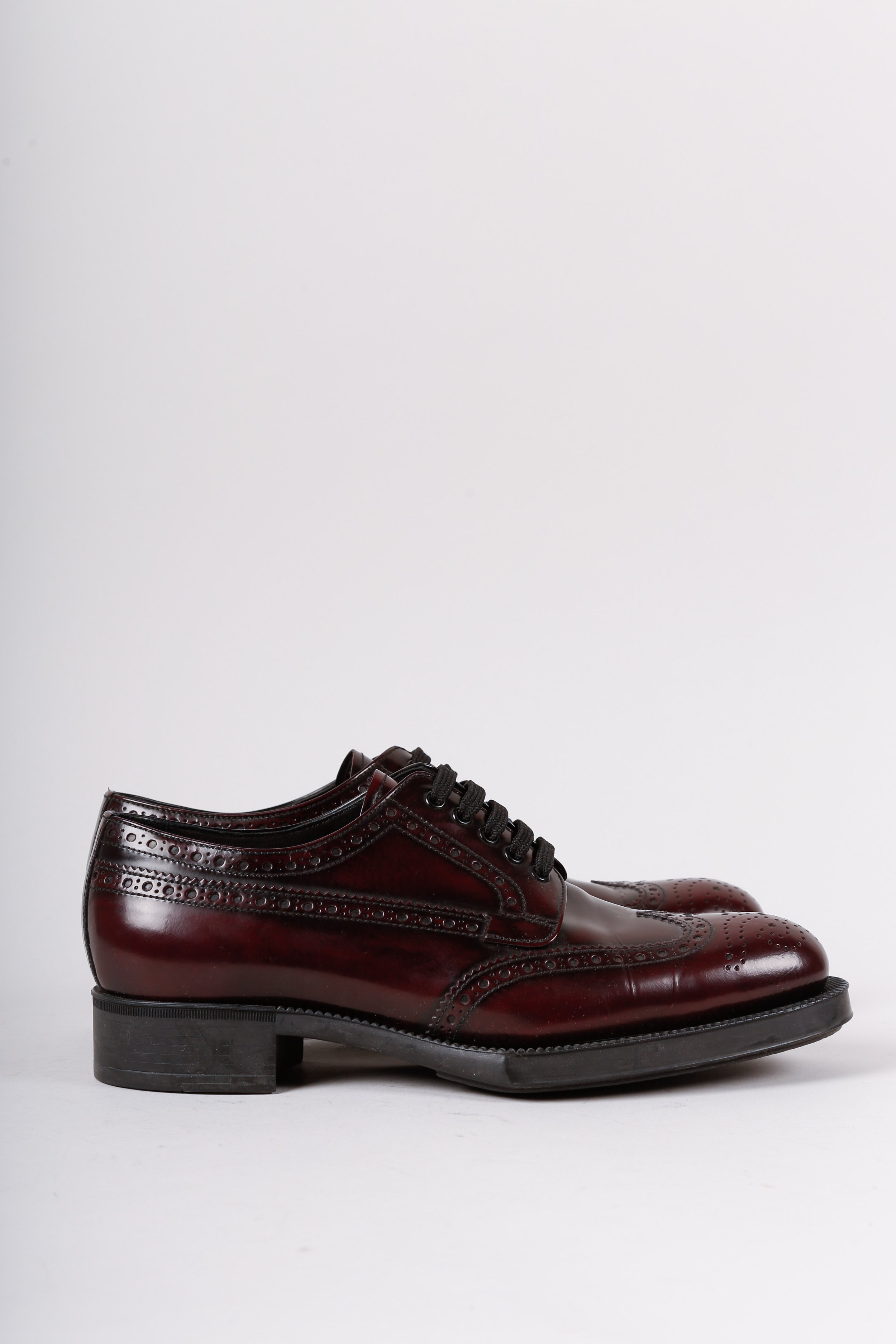 Prada Buffed Oxblood Leather Brogues 