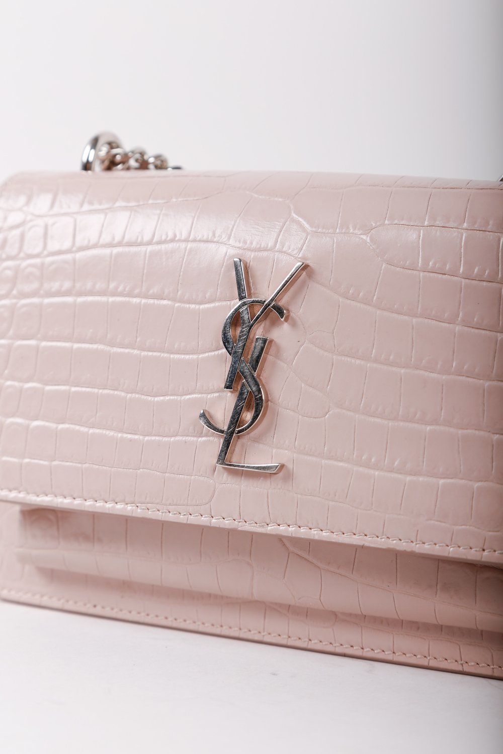 Saint Laurent Powder Pink Croc Sunset Bag — BLOGGER ARMOIRE