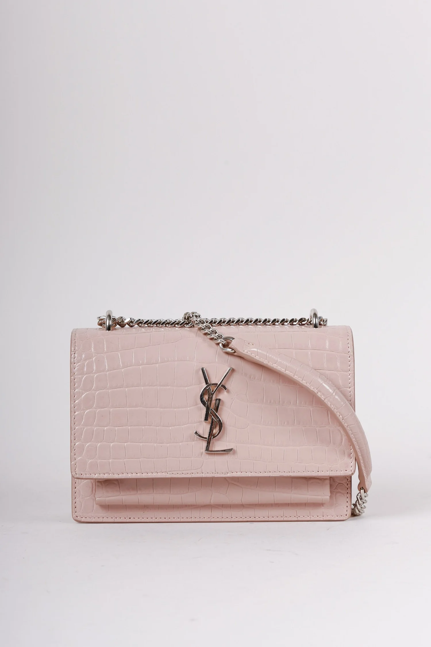 Saint Laurent Powder Pink Croc Sunset Bag — Blogger Armoire