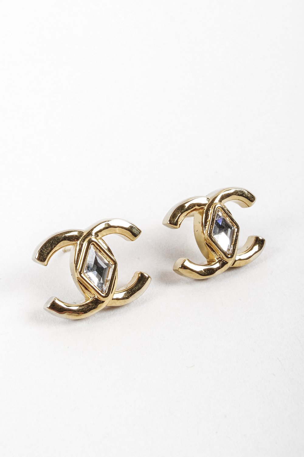 Chanel 23C CC Gold Diamond Earrings — BLOGGER ARMOIRE