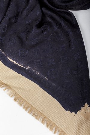Louis Vuitton Navy Brown Letters Wool Scarf — BLOGGER ARMOIRE