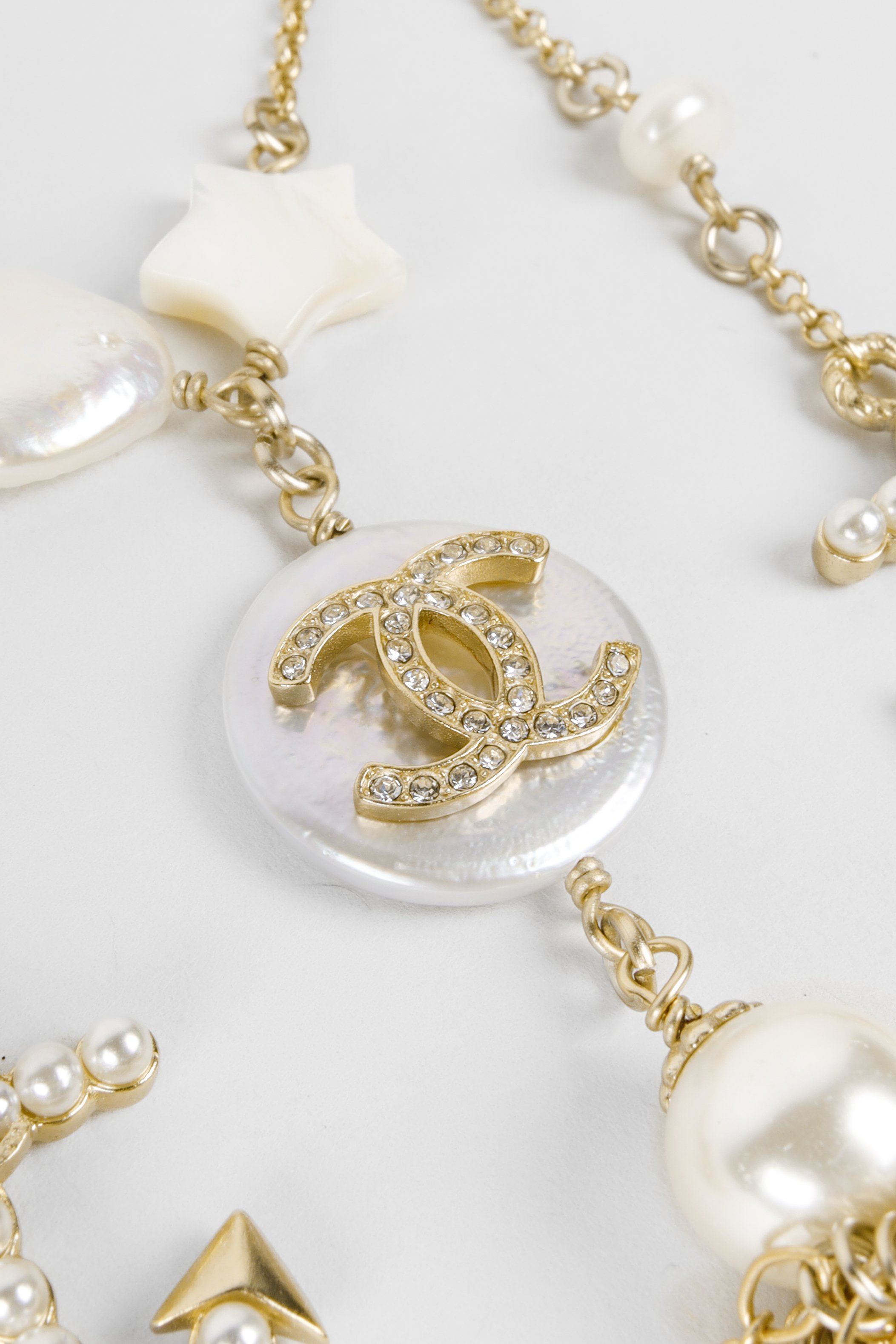 Chanel CC Rhinestone Medallion 18K Gold Chain  STMICHELECOM