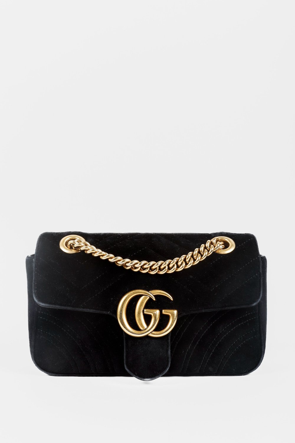 Gucci Mini Black Velvet GG Marmont Shoulder Bag — BLOGGER