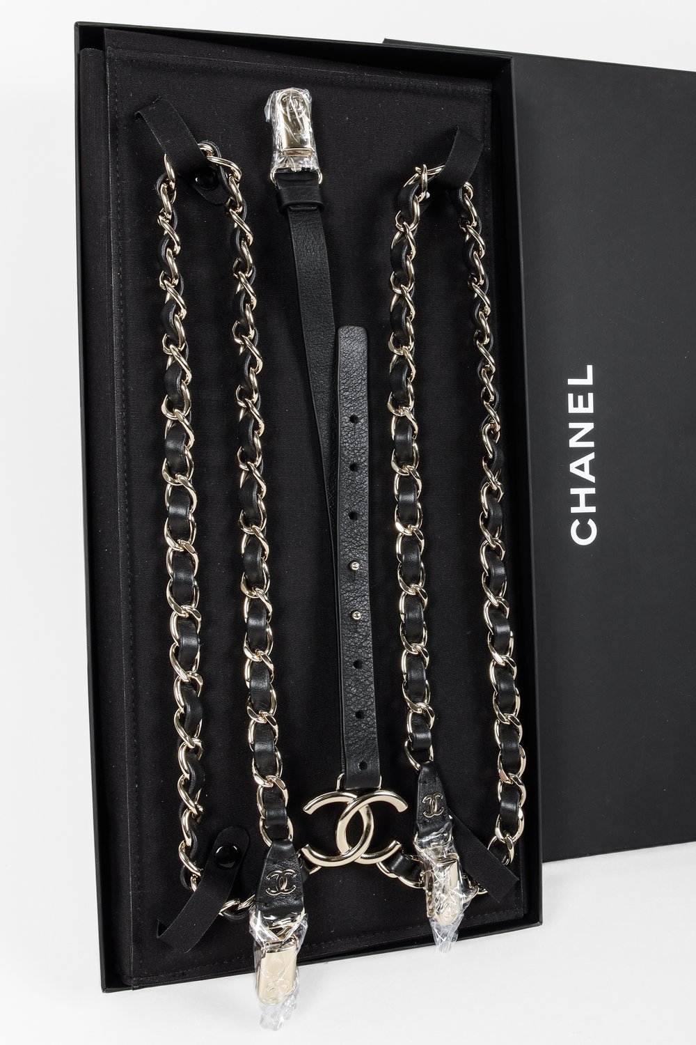 Chanel A21 Chain Leather Suspenders LGHW — BLOGGER ARMOIRE