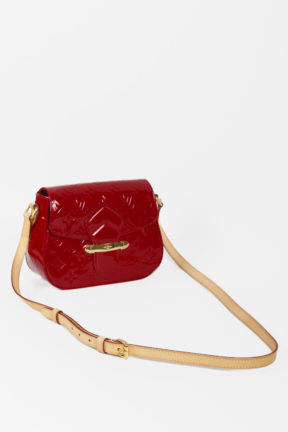 Louis Vuitton Vernis Bell Flower Gm Crossbody Bag Flap Red