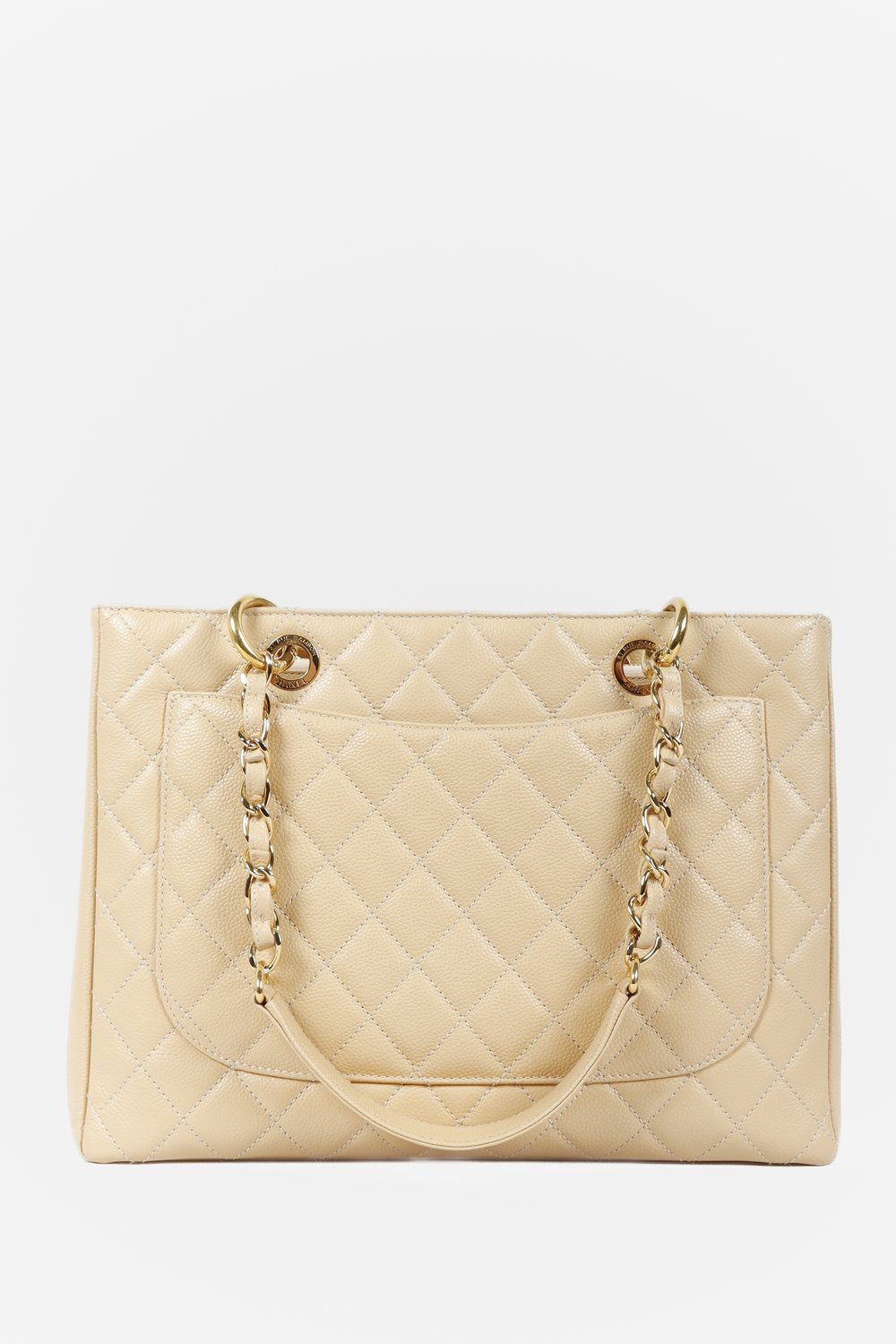 Chanel Grand Shopping Tote (GST) Bag Beige Caviar Gold Hardware