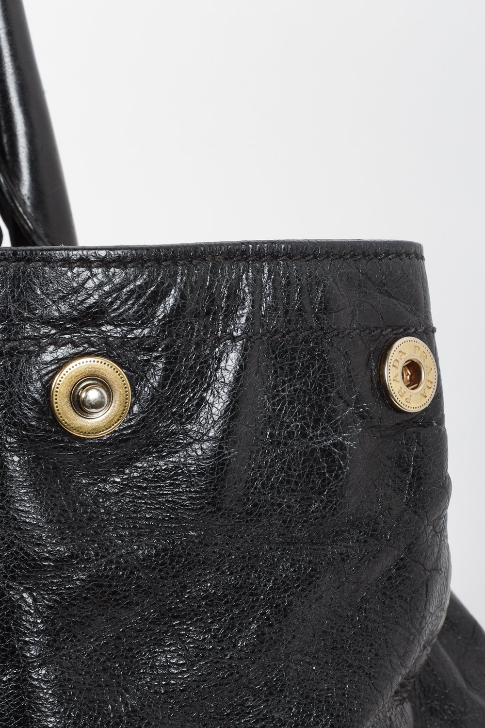Prada Black Vitello Shine Zippy Tote Bag Leather Pony-style