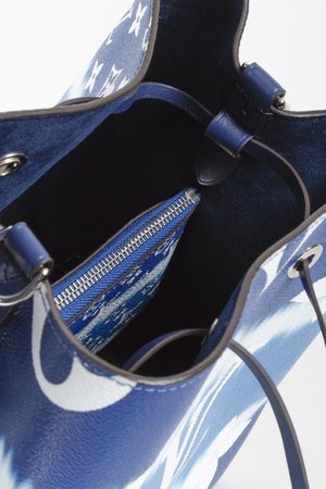Blue Tie-Dye LV Leather Keychain