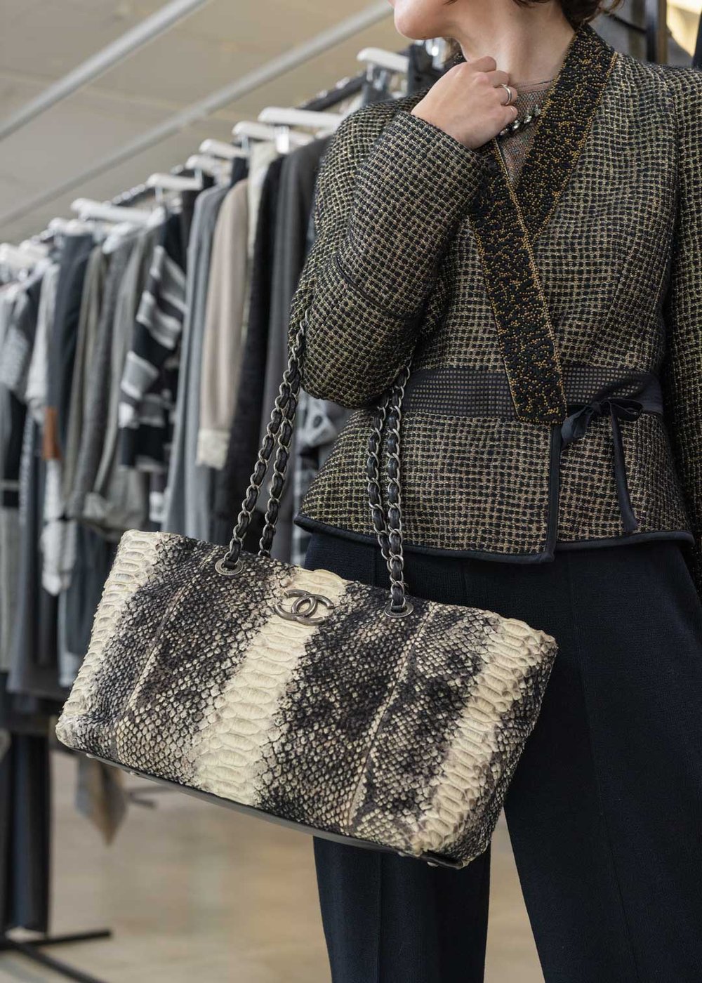 Chanel Wooled Python Chain Tote Limited Edition — BLOGGER ARMOIRE