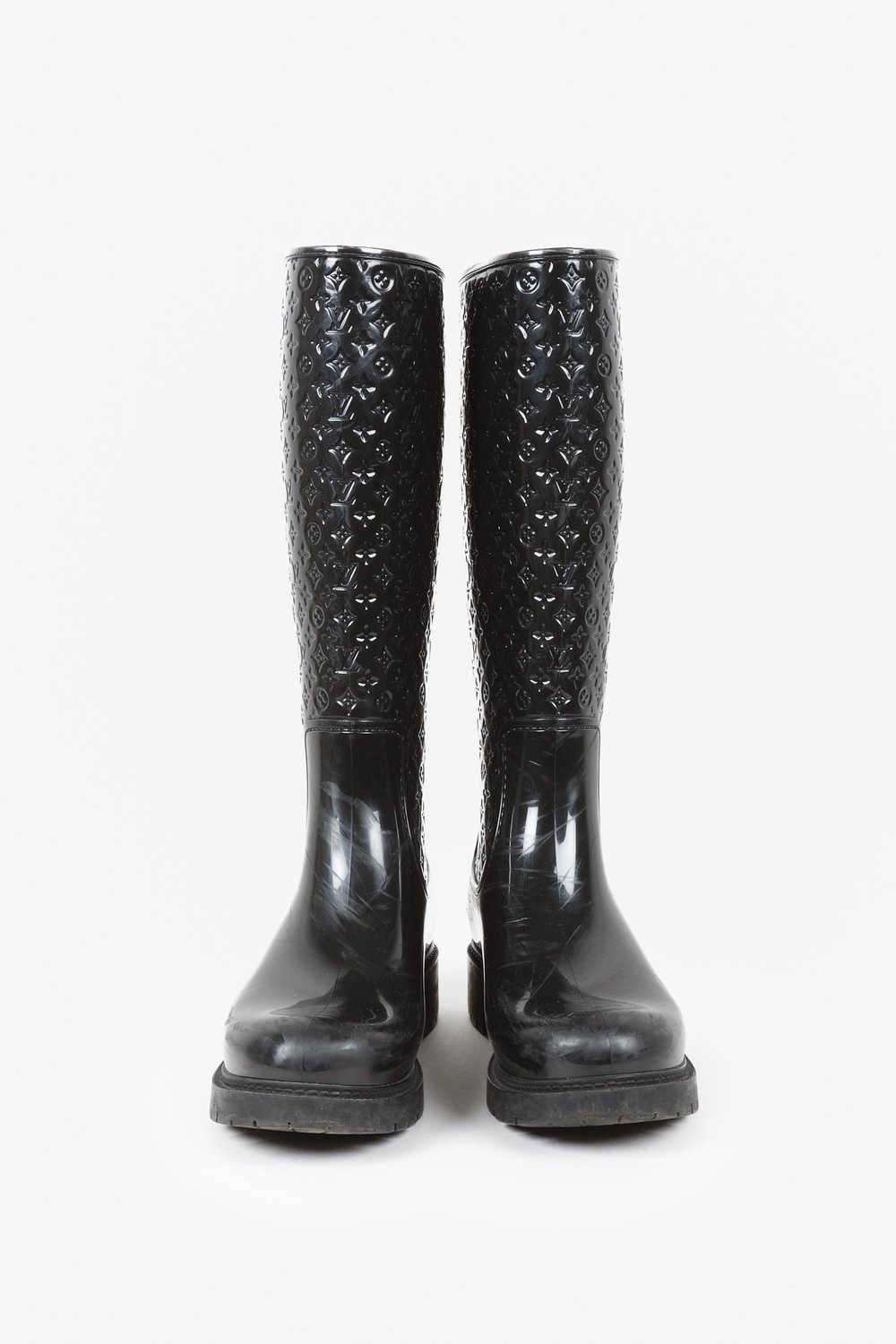 Louis Vuitton Black Monogram Rubber Splash Rain Boots Size 38 Louis Vuitton