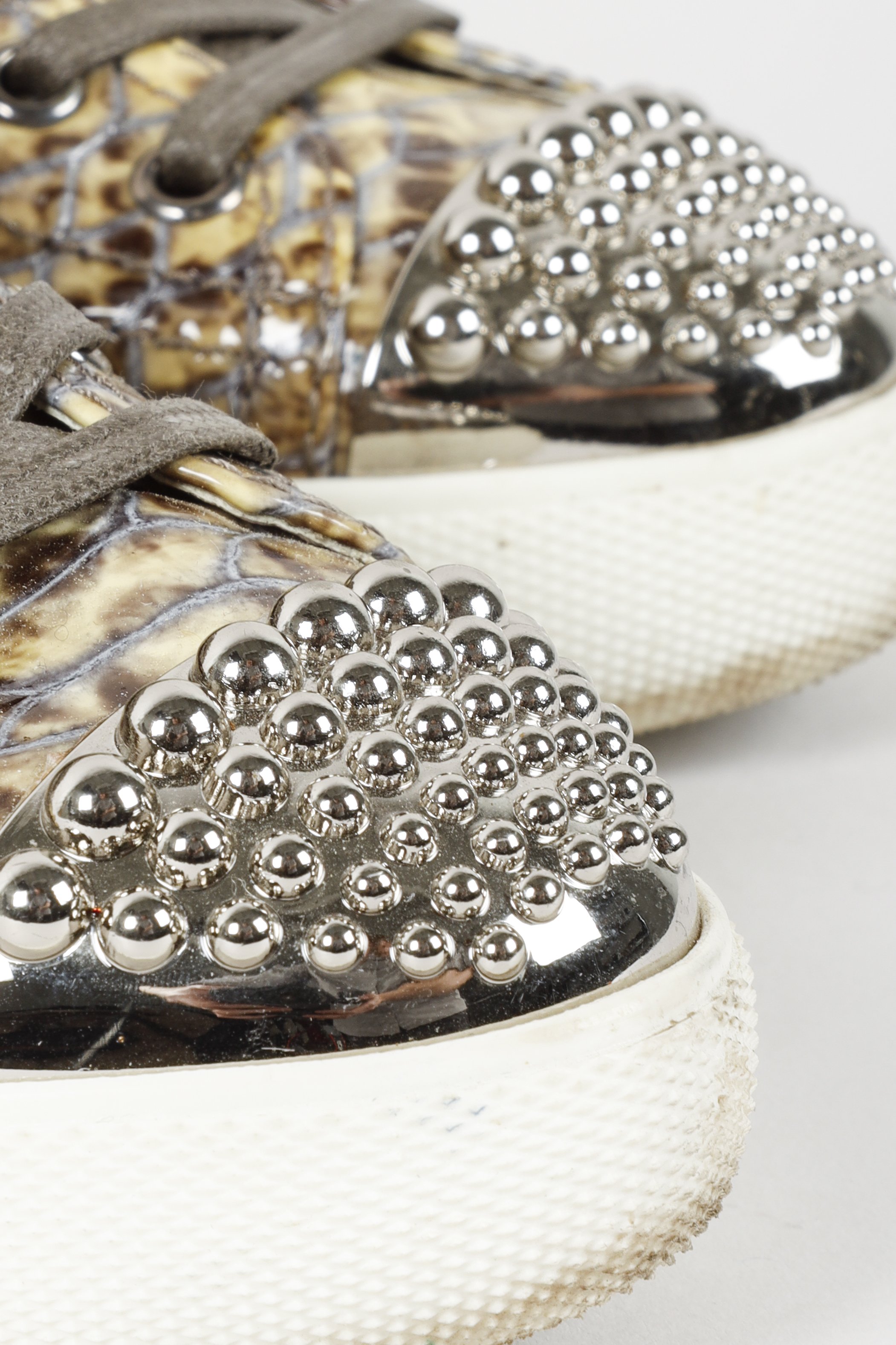Miu Miu Gold Glitter And Metal Cap Toe Slip On Sneakers Size 35 Miu Miu |  TLC