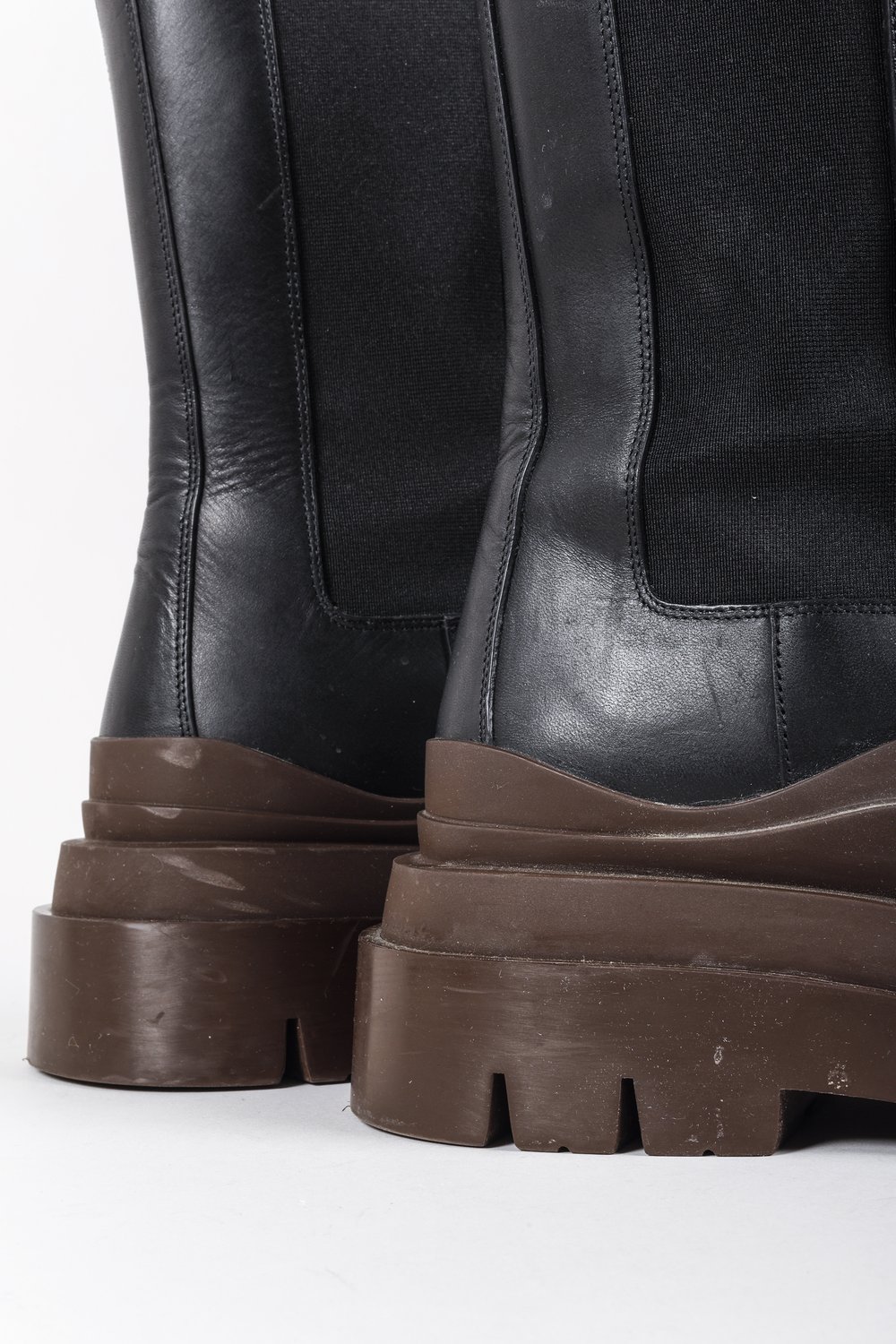 Bottega Veneta Black & Brown Tire Chelsea Boots — BLOGGER ARMOIRE