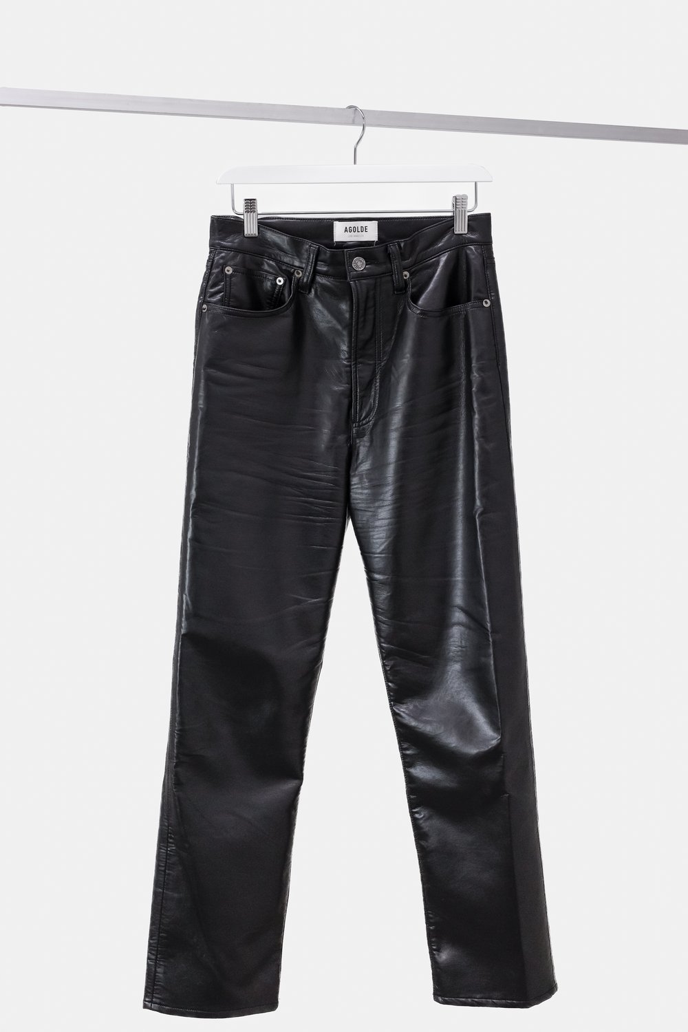 AGOLDE Leather Blend Black Straight Leg Pants — BLOGGER