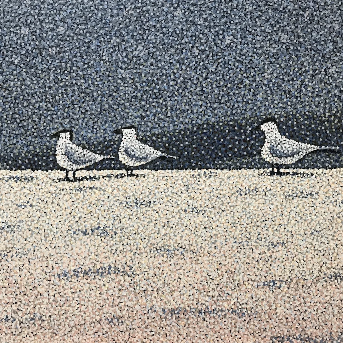 Progress image for “Three Sentries”, 3’ x 4’, Acrylic on Canvas