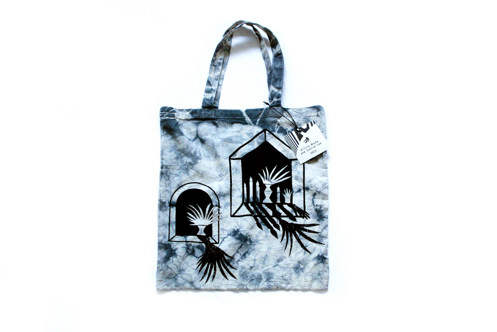  Plants in the window  Eunice Luk and Alicia Nauta  Screenprint on tie dyed canvas tote bag  2015 