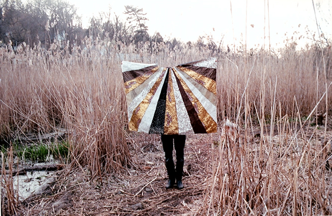  Sequined cape for  Carl Didur   Silver, gold, black and sequined fabric  approx. 2ft x 4ft  2012    