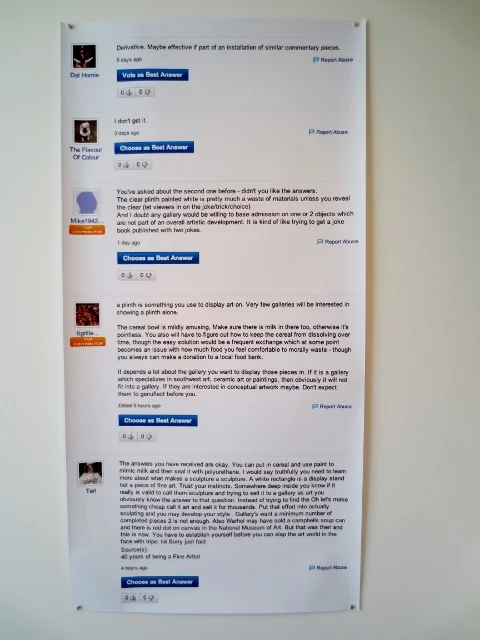 Yahoo! Answers Digital print by Joële Walinga Download Exhibition Essay Xpace Cultural Centre