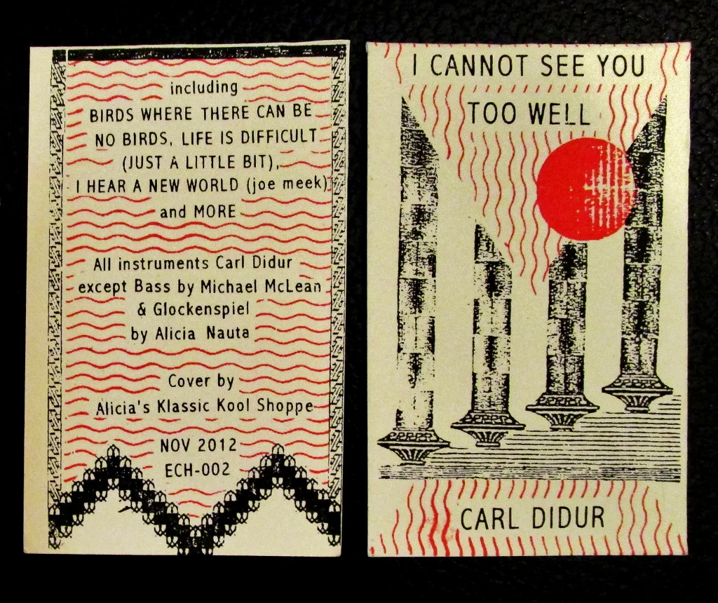 tape design and printing Carl Didur- I cannot see you too well Screenprinted tape insert, edition of 100 2012