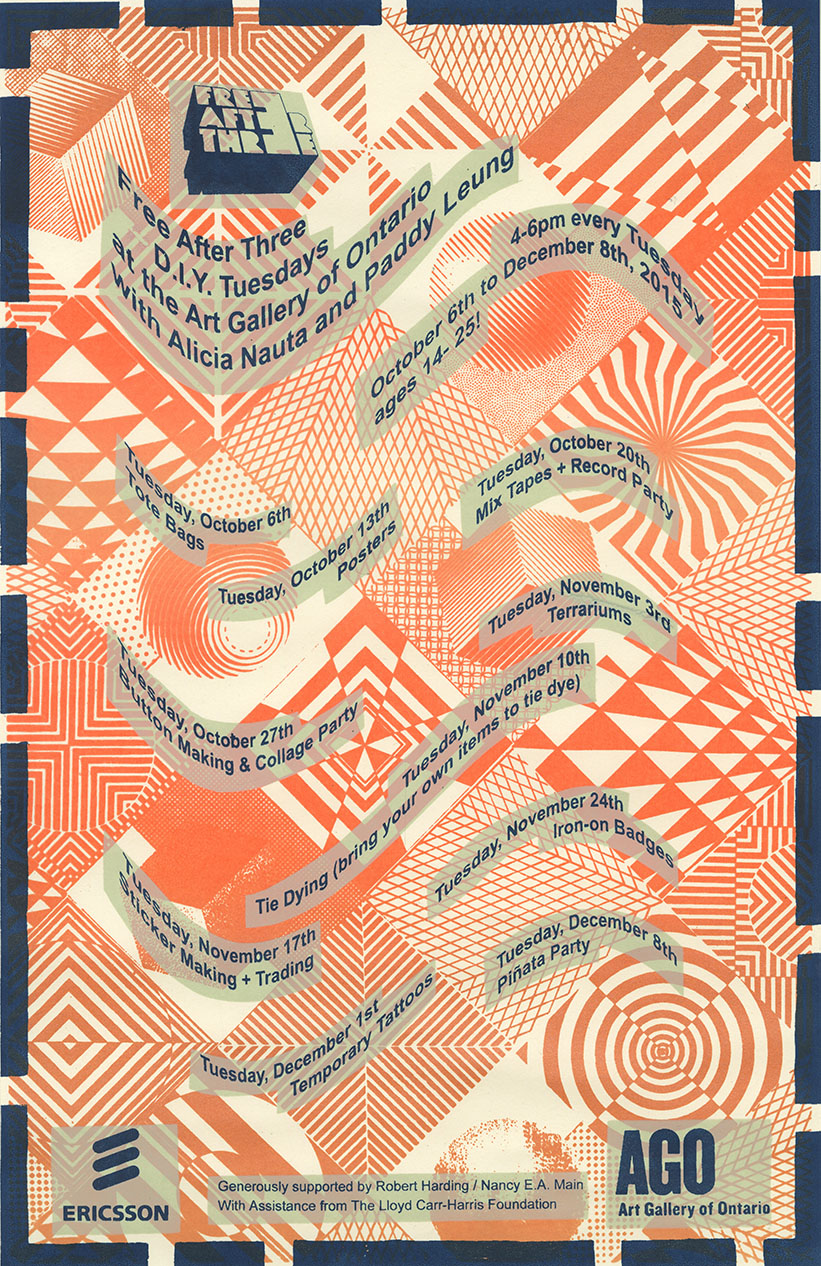 DIY Tuesdays at the AGO Screenprint 11" x 17" 2015