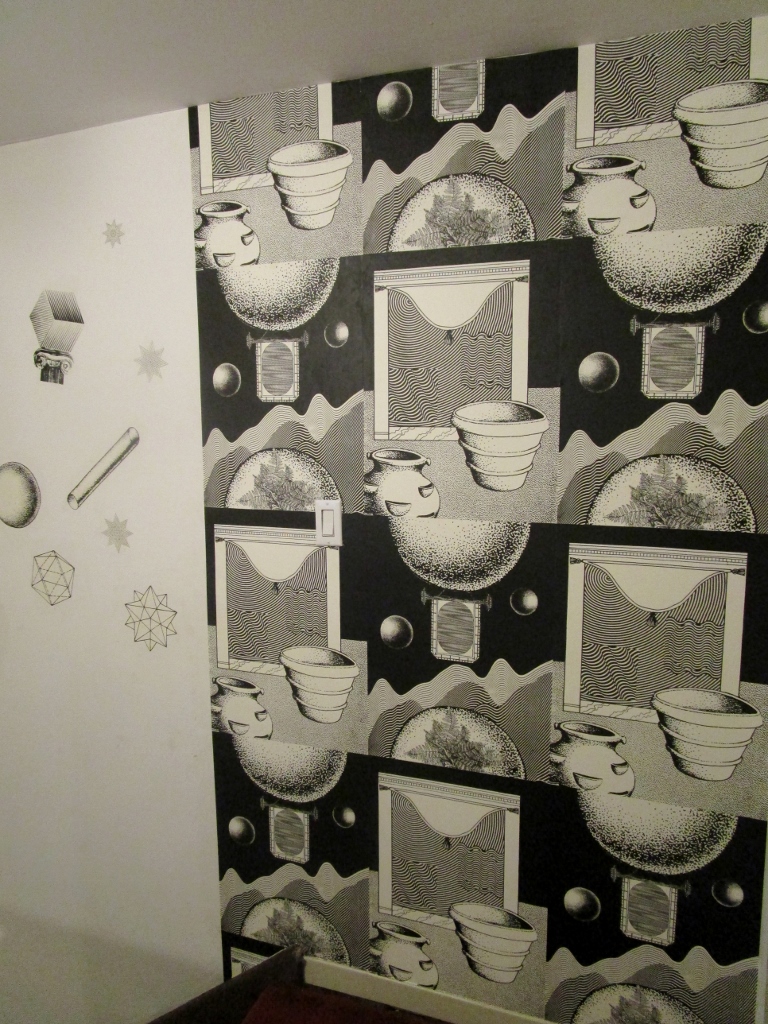Custom wallpaper for Vivian's home, Toronto Screenprinted wallpaper + cut out shapes 2015