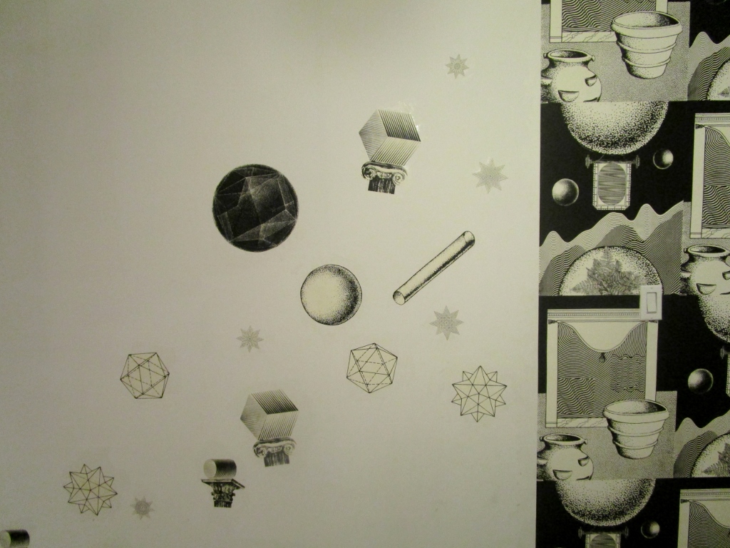 Custom wallpaper for Vivian's home Screenprinted wallpaper + cut out shapes 2015