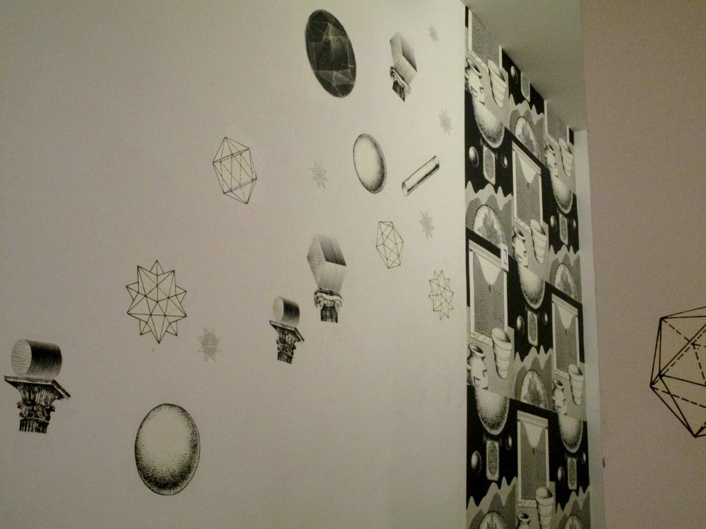 Custom wallpaper for Vivian's home Screenprinted wallpaper + cut out shapes 2015