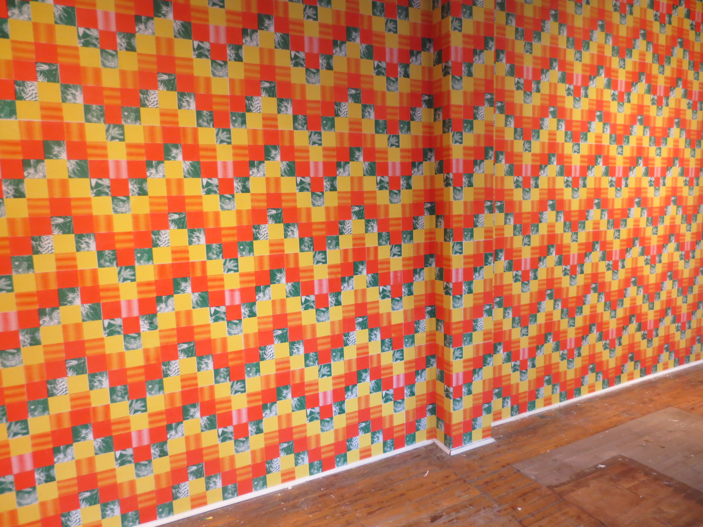 Nana and Helper part of 'Hang in there Baby' exhibition at OCADU Student Gallery Screenprinted wallpaper on two walls, 11ft x 6.5ft and 11ft x 19ft 2016