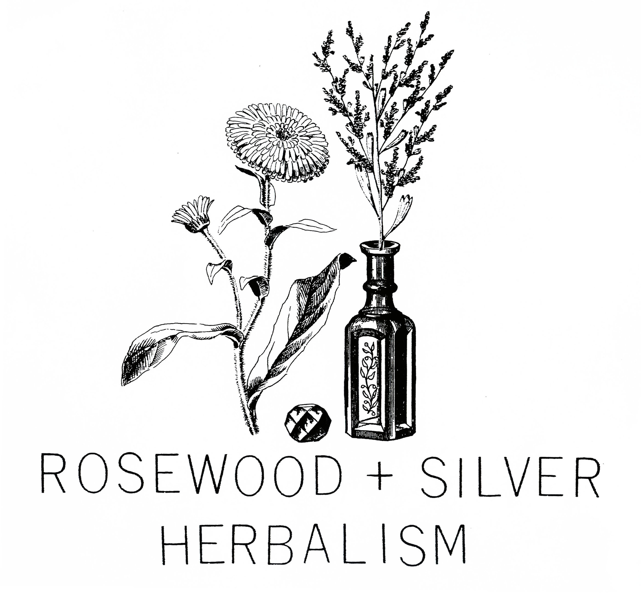  logo no. 1 for Rosewood + Silver Herbalism  2016  Melanie Hill, RH, is a registered medical herbalist, whose focus is plant and food based medicine. Her practice include herbs, nutrition, self-care, workshops and personal consultation.   @rosewoodan