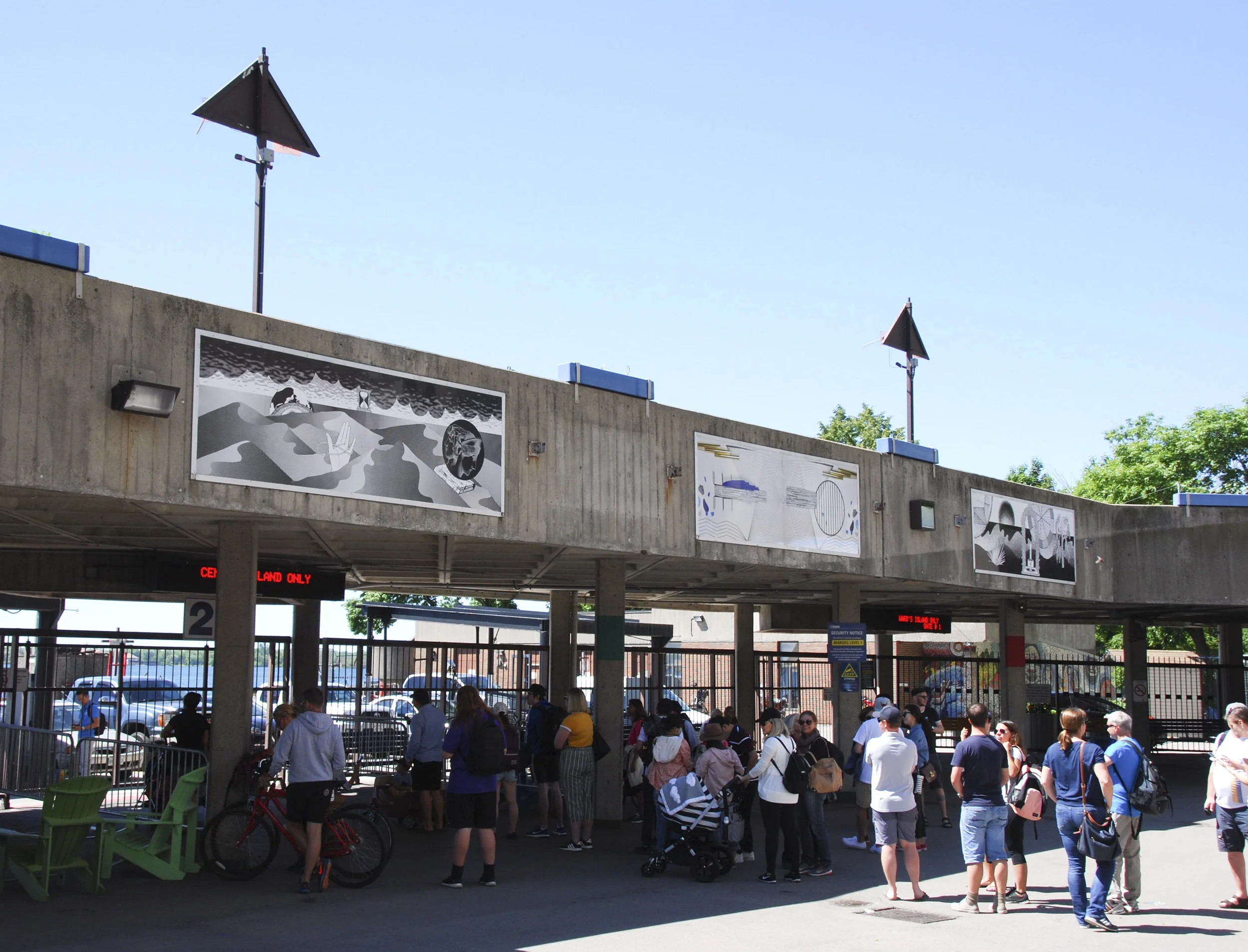 over horizon beyond Jack Layton Ferry Terminal Toronto four billboards, approx 3’ x 10’ each (alternating with four billboards by Melissa Fisher-Rozenberg) installation shot curated by Lake Effects Projects 2018