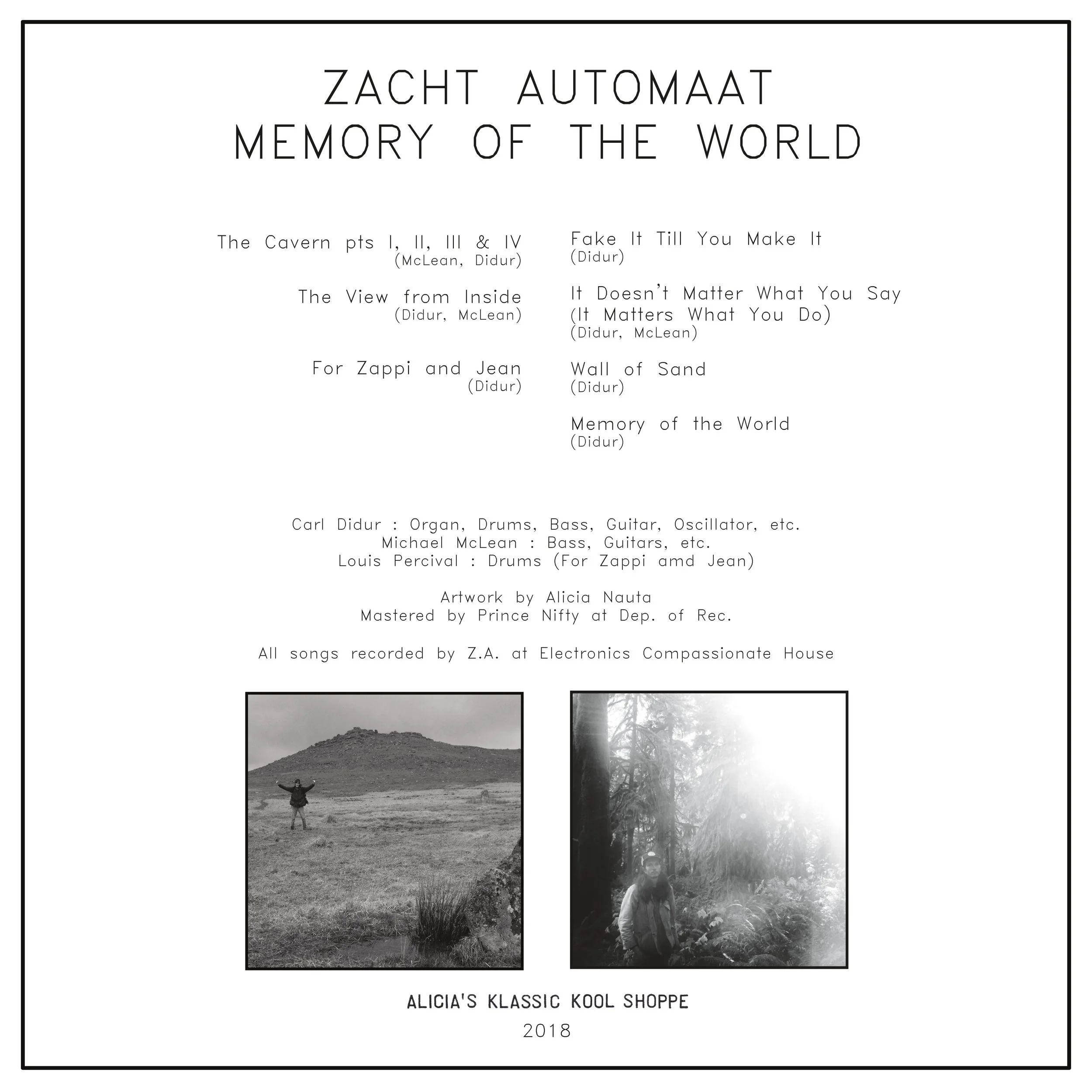 back cover Zacht Automaat, Memory of the World 12” LP 2018