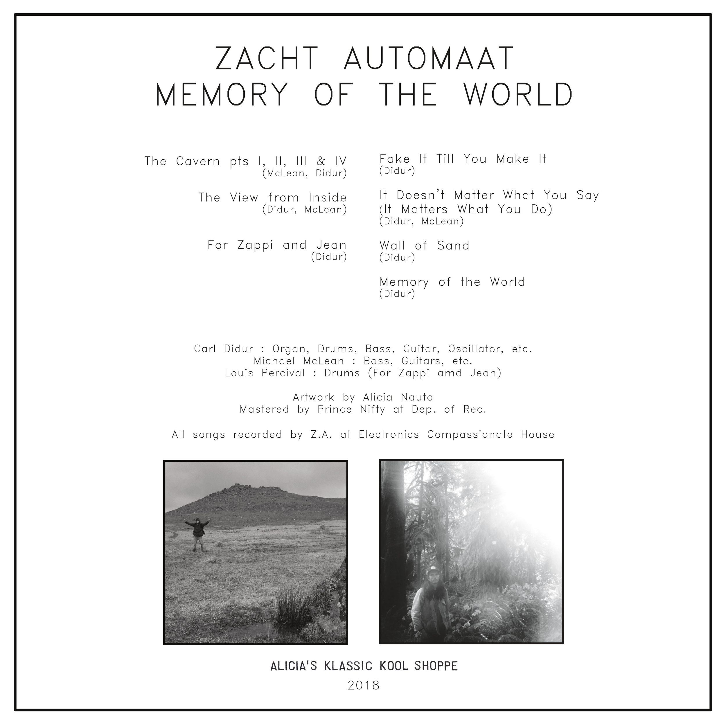  back cover  Zacht Automaat, Memory of the World 12” LP  2018 