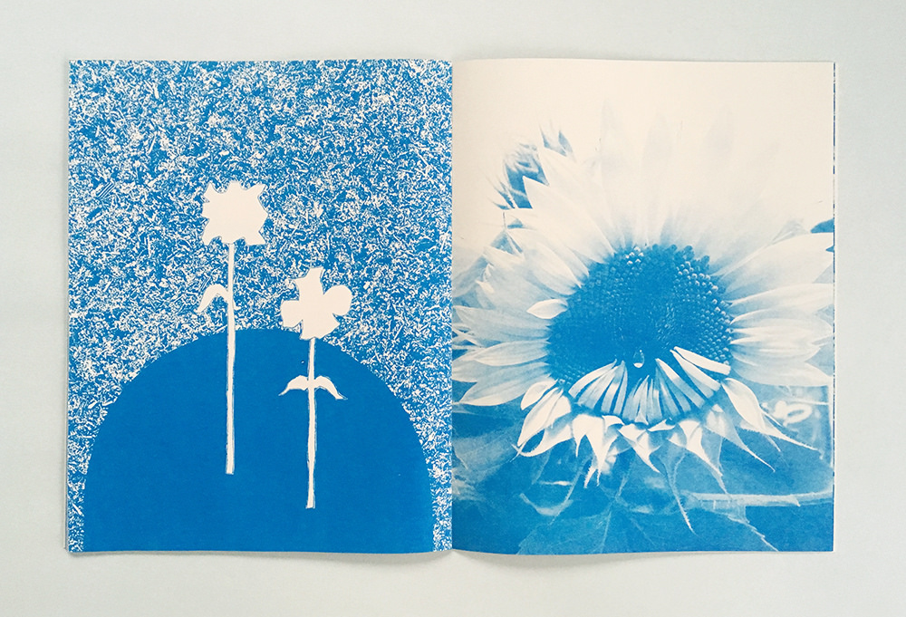  Flowers from a distance  collaboration with Eunice Luk  32 pages, risograph and thermograph printed, hand sewn binding  2017 