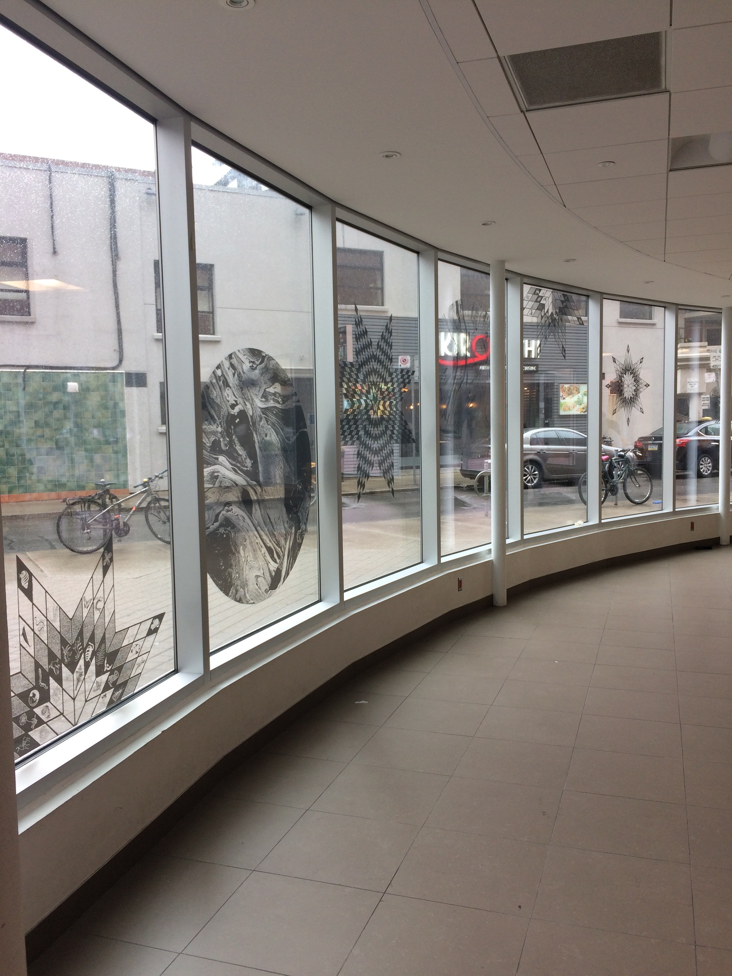 Wandering Star window vinyl installation the Browsery at Toronto Reference Library, Toronto spread across window area of 8ft x 60ft 2019