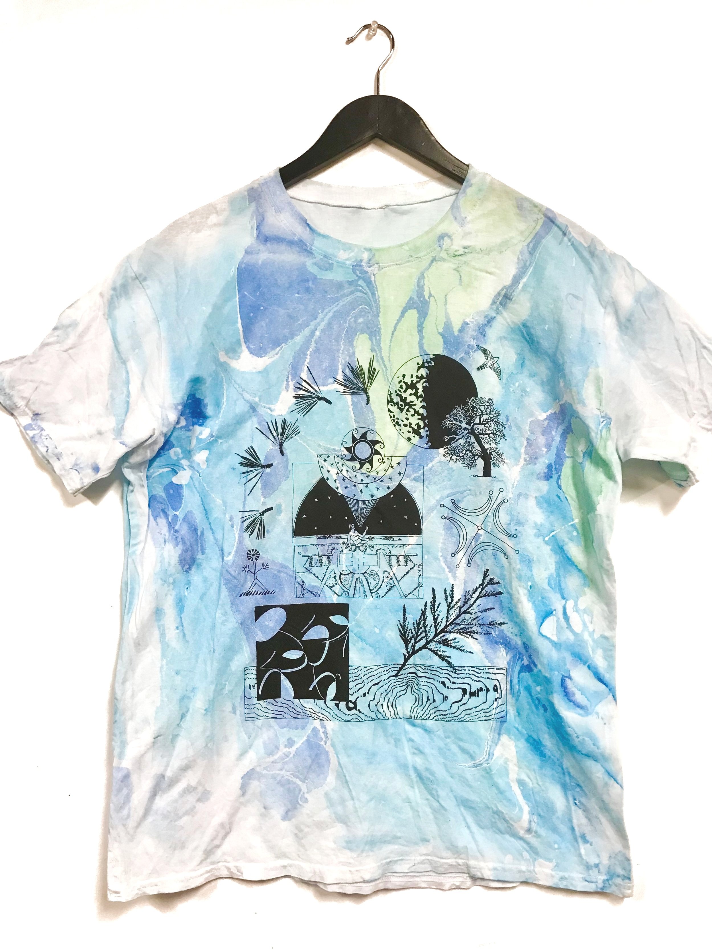  One of a kind hand marbled and printed Solstice shirt  2021 
