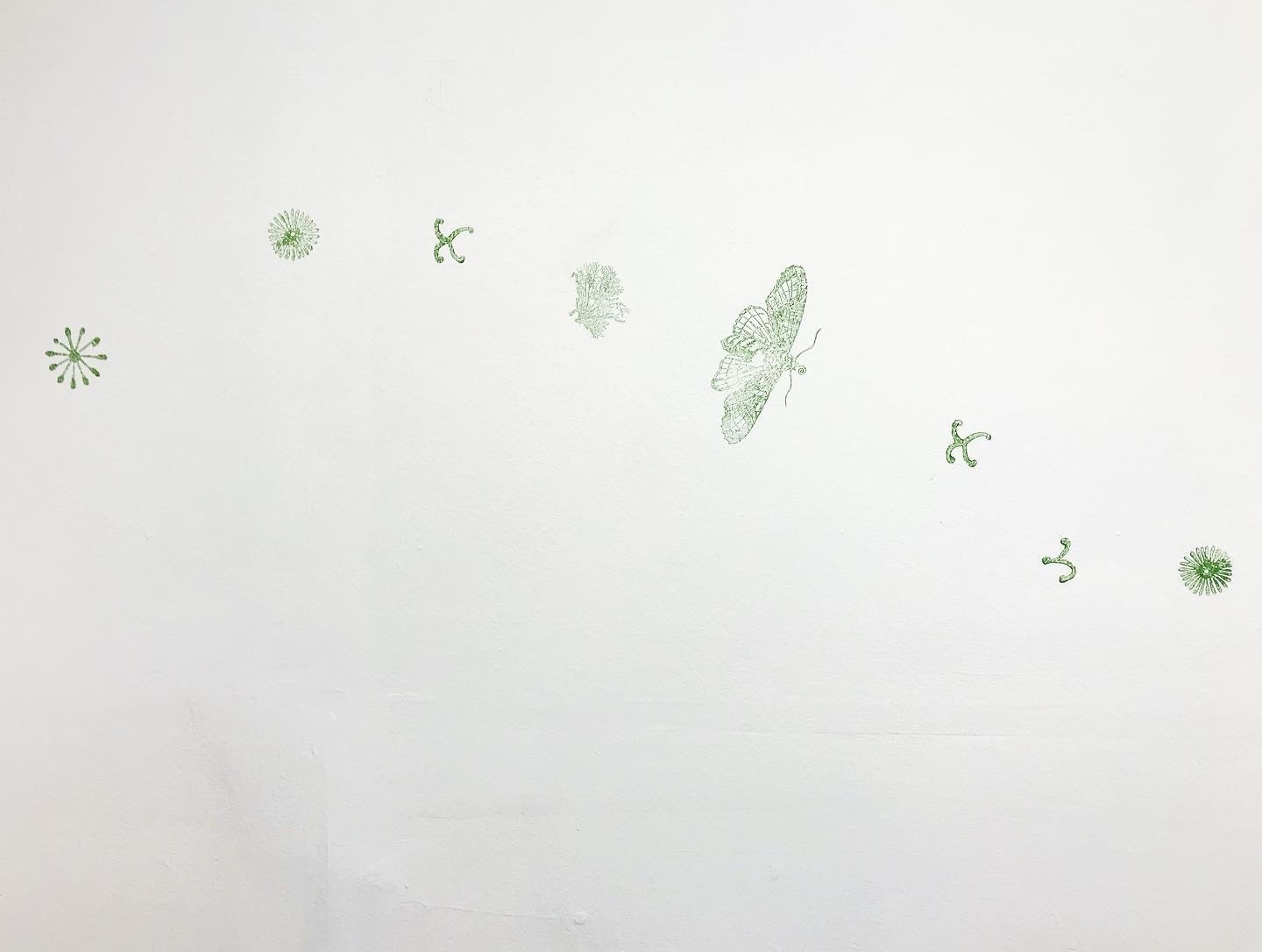  Stamped mural for Eunice Luk’s exhibition Seed to (small) flower   May 7-29, 2022  Polyster Studios, Toronto 
