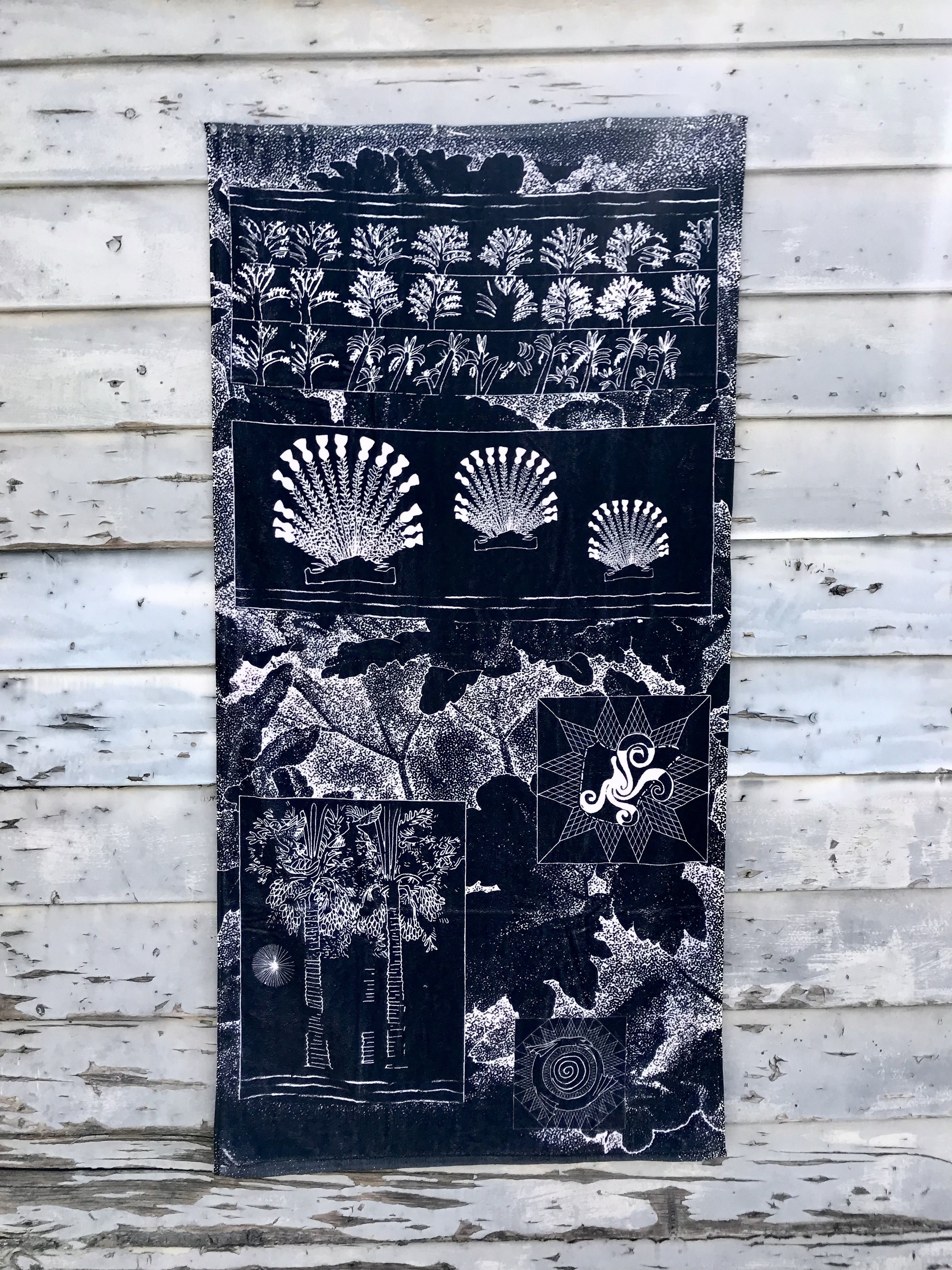  Seashore at Night beach towel  Dye sublimation on cotton terry  30” x 60”  2022 