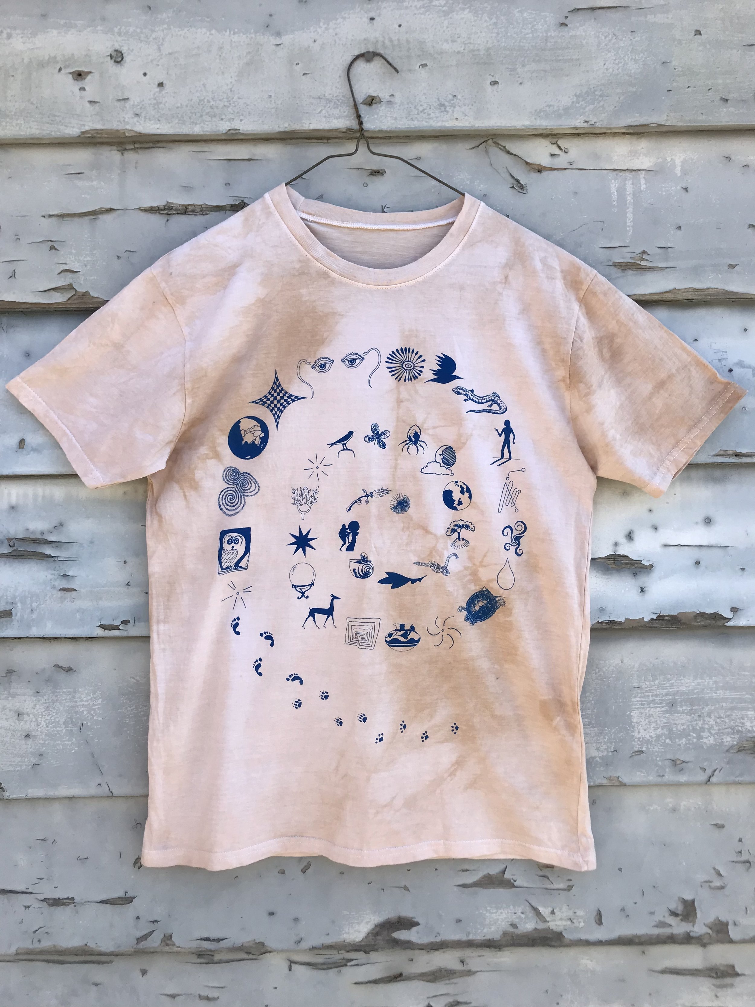  Spiral T-shirt  Hand dyed and screenprinted  2022 
