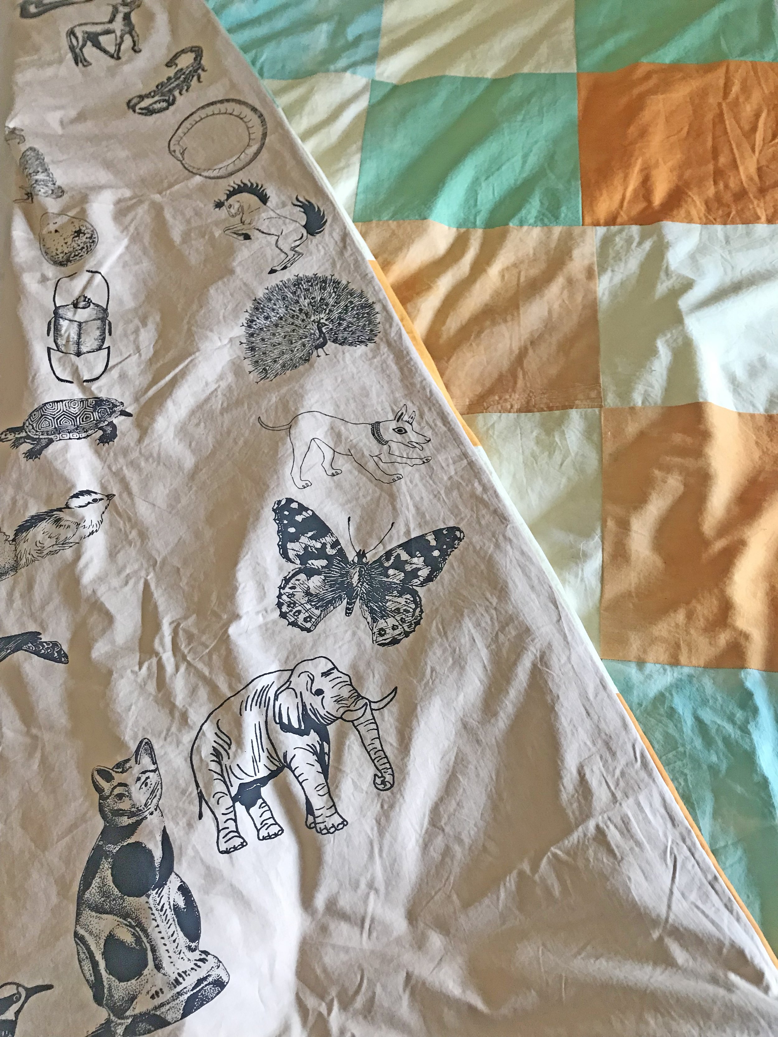  Quilt for Bodhi  Screenprinted and naturally dyed cotton  2022 