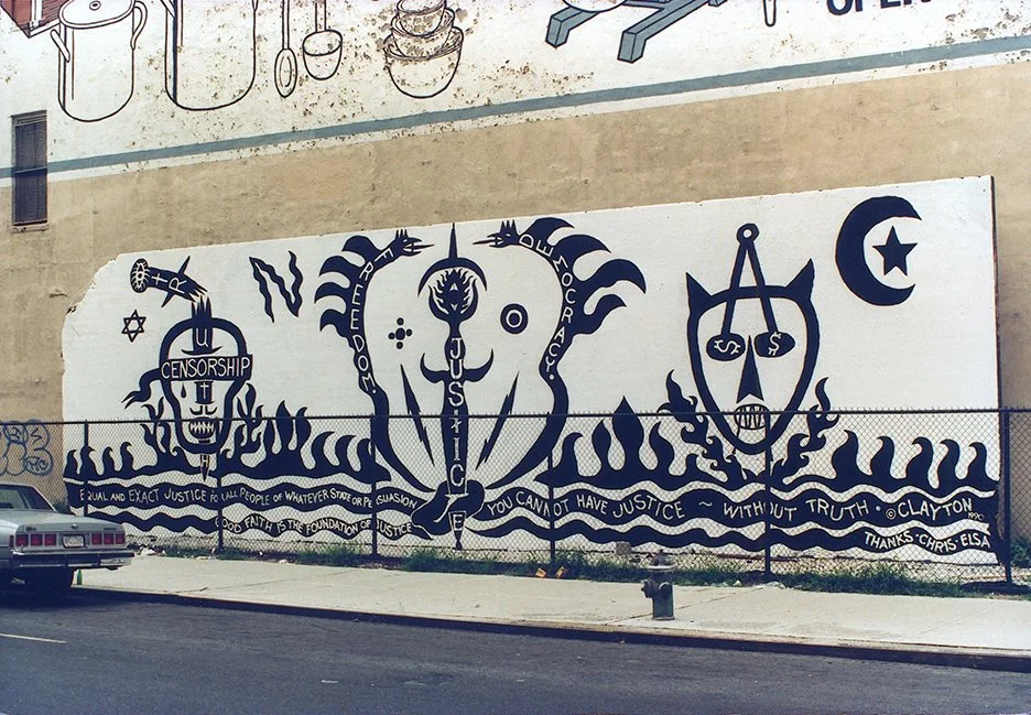 response to curbed.com Bowery Mural piece.Because the Wall had a history, because of the location, and because the Wall became just a dumping ground, not in use, Elsa Rensaa and I took it for most of the summer of 1990. This was during the years of social unrest in the East Village. My art was a political message relating to Justice and Democracy. My piece is on my Facebook page. After we activate d the Wall, Tony Goldman, a few months later, turned it into a billboard. Chico, the LES muralist, went over for my piece for a wine ad. Because I am in the same community as Chico and he never told me he was getting paid to go over my image I went over and buffed his piece with brown paint. I went to one of his spots, Explained what was up and he later stopped by my place. We worked it out and we were good. -clayton patterson