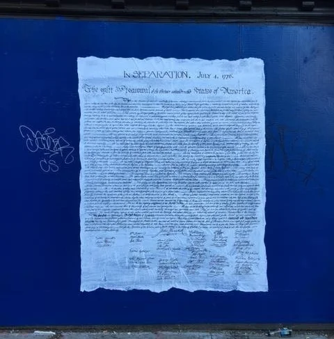 OWVBICS with a 4th of July Message wheatpaste. L.E.S. July '17