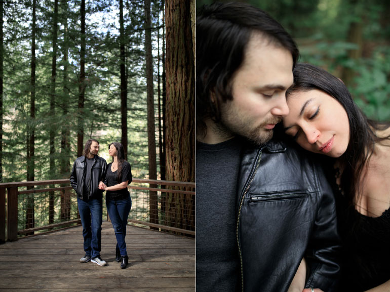 Engagement session in the forest.