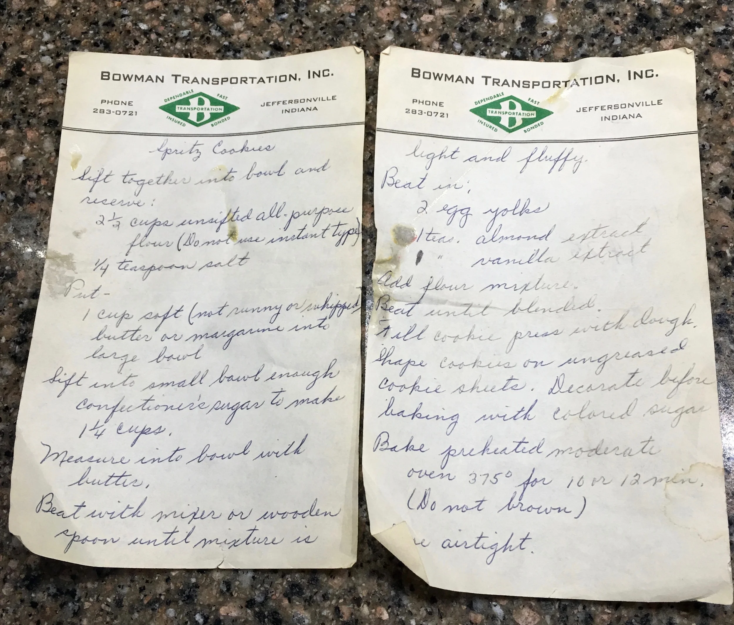The original recipe written by Granny. It has been used every year since 1977 during the holidays.