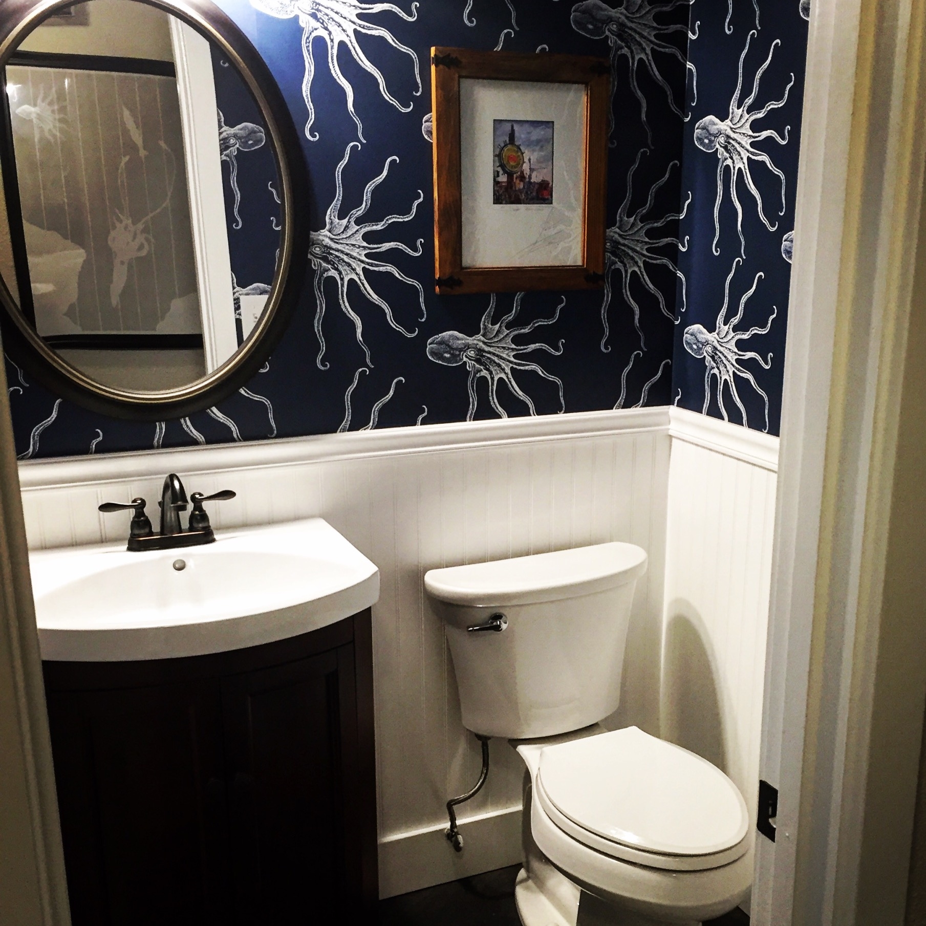  My powder room. I love my little octopi.