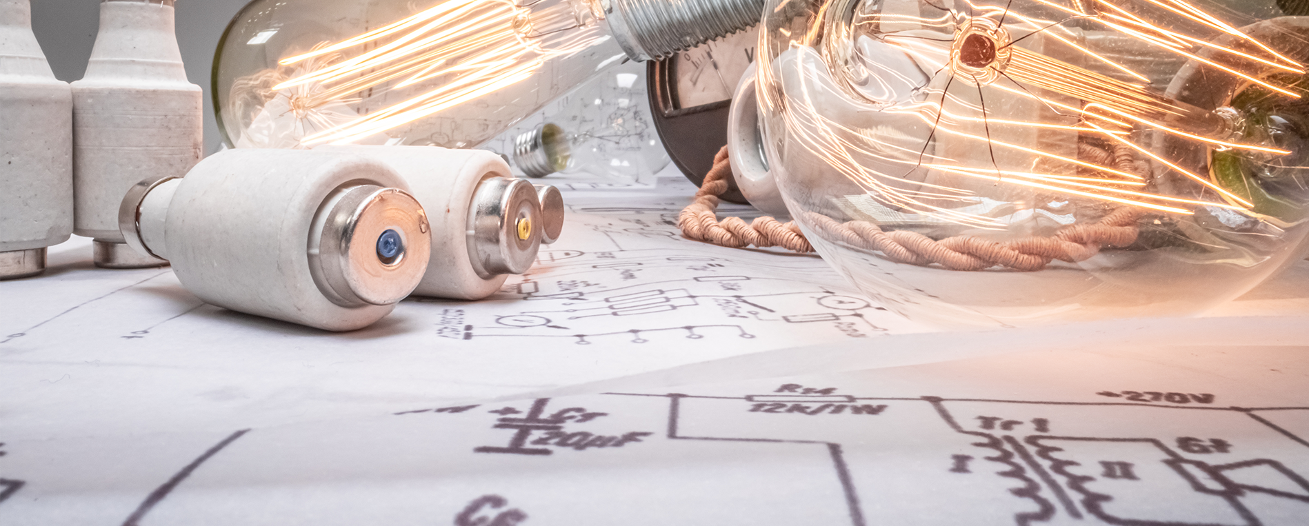 picture of light bulbs and blue print for lighting infrastructure on new build from mise en place design in bremerton washington