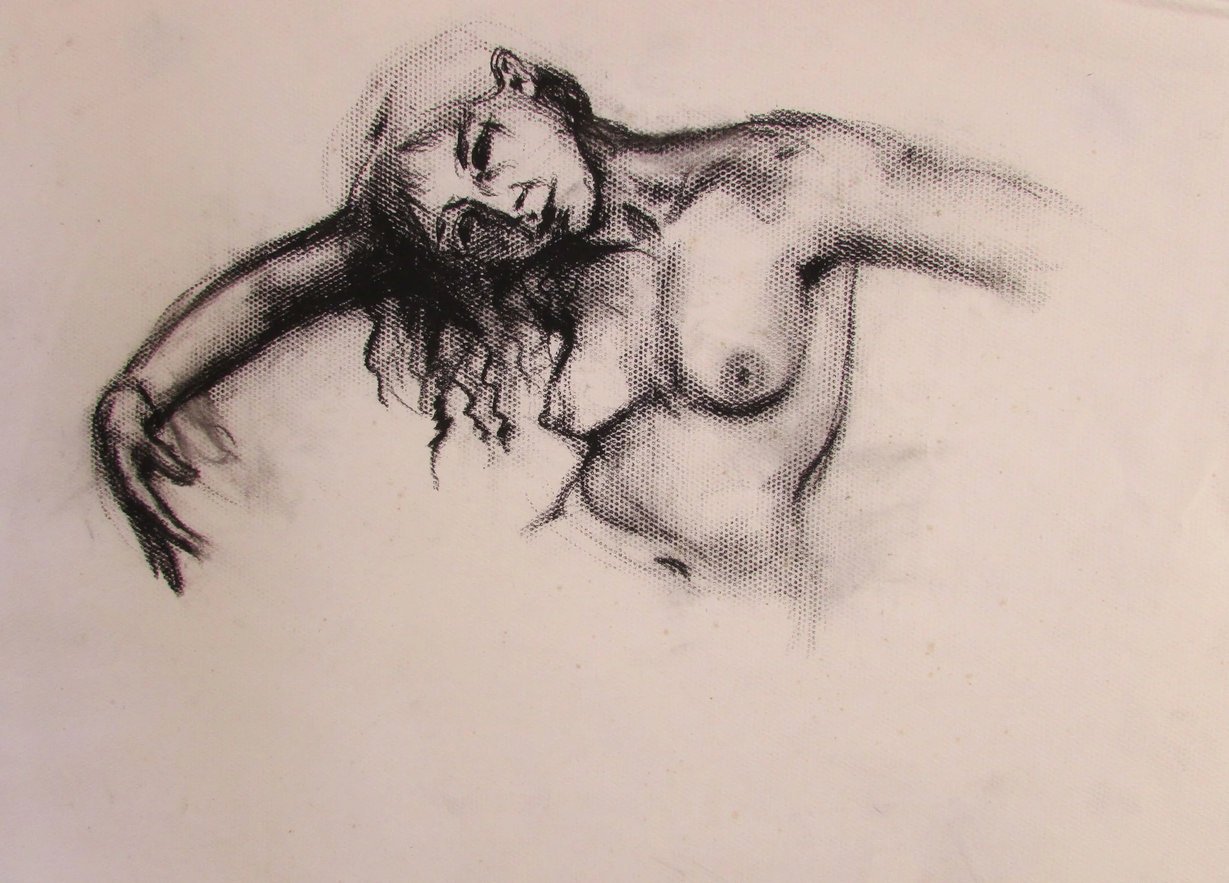 “Self portrait, arms wide” Liz Abbott 2004 Charcoal on paper 378 x 530mm