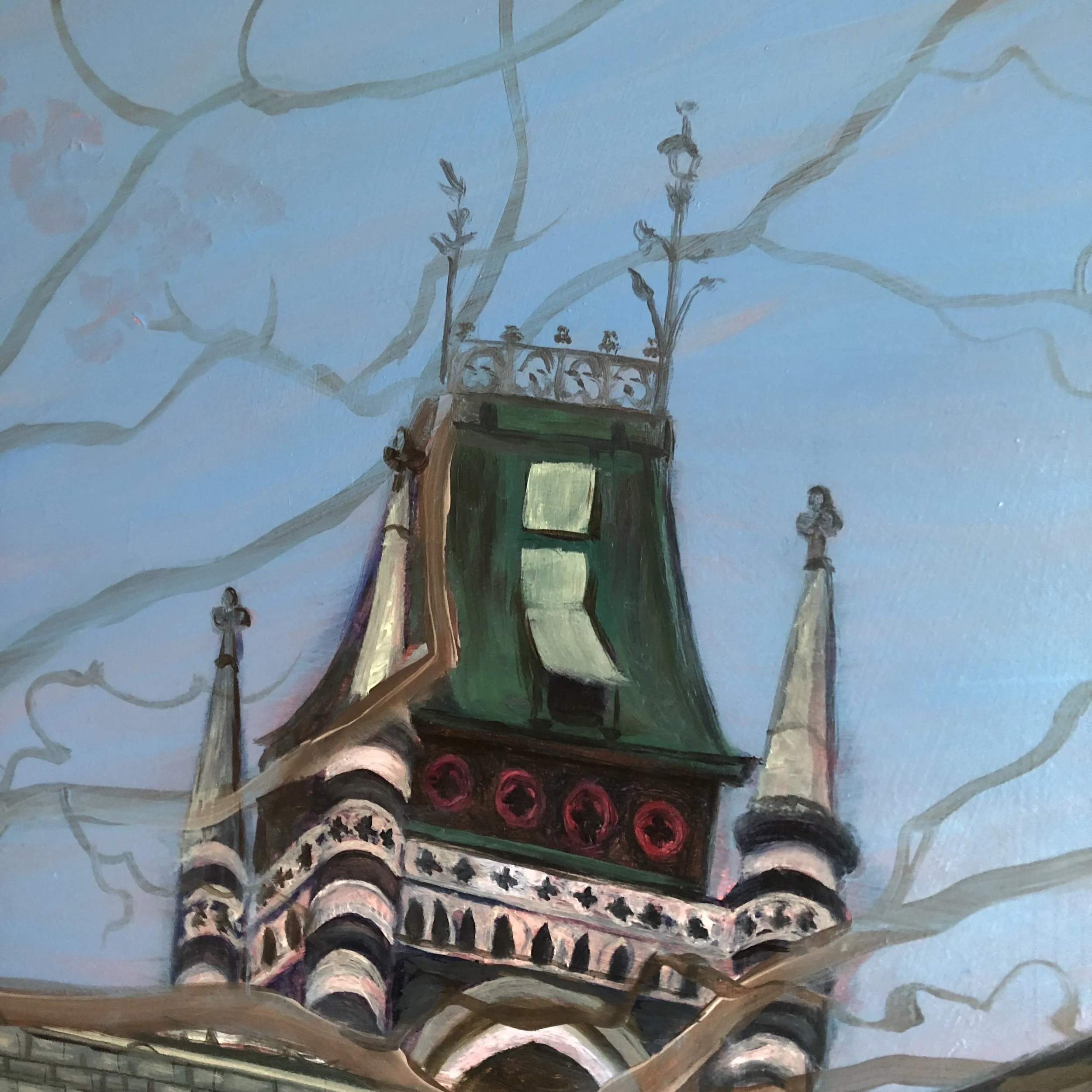 Working on the clocktower.