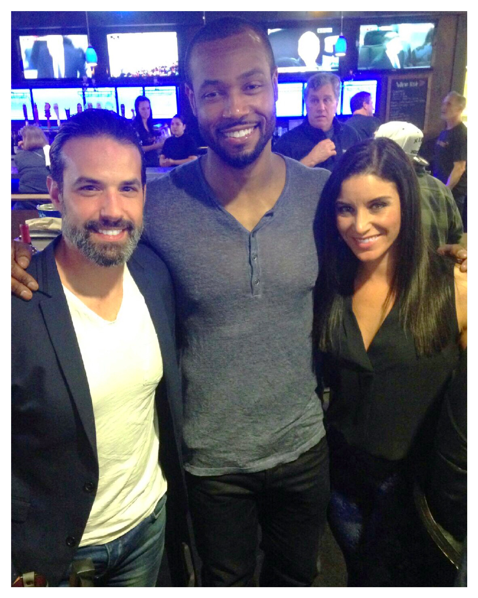 In photo Left to Right: Chris Ferraro - Retired NHL athlete who notably played for the NY Rangers with his twin brother Peter! Isaiah Mustafa - Actor and former NFL practice squad athlete who is the face of Old Spice Commercials! Me - You know me already. 